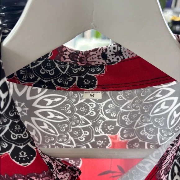 Red Patterned Men's Shirt - Picture 2 of 3